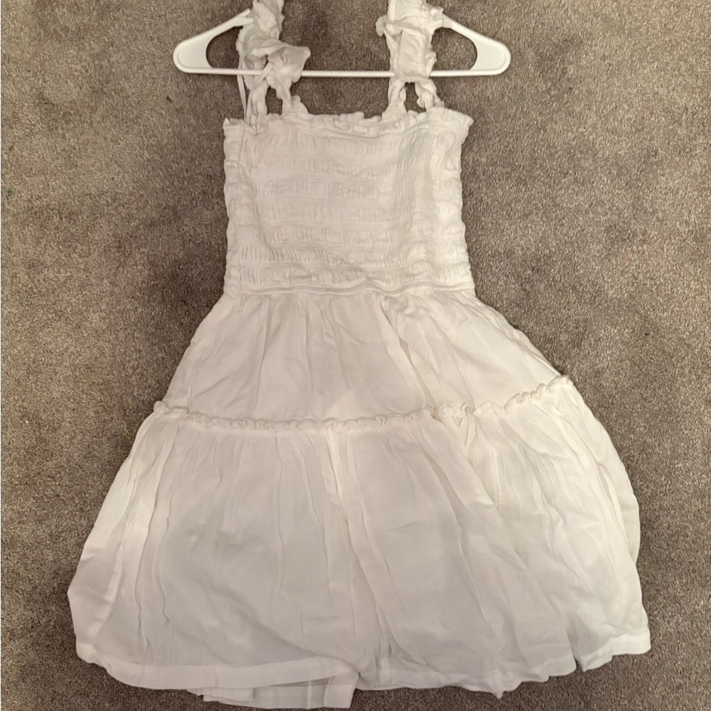 White Sleeveless Ruffled Dress